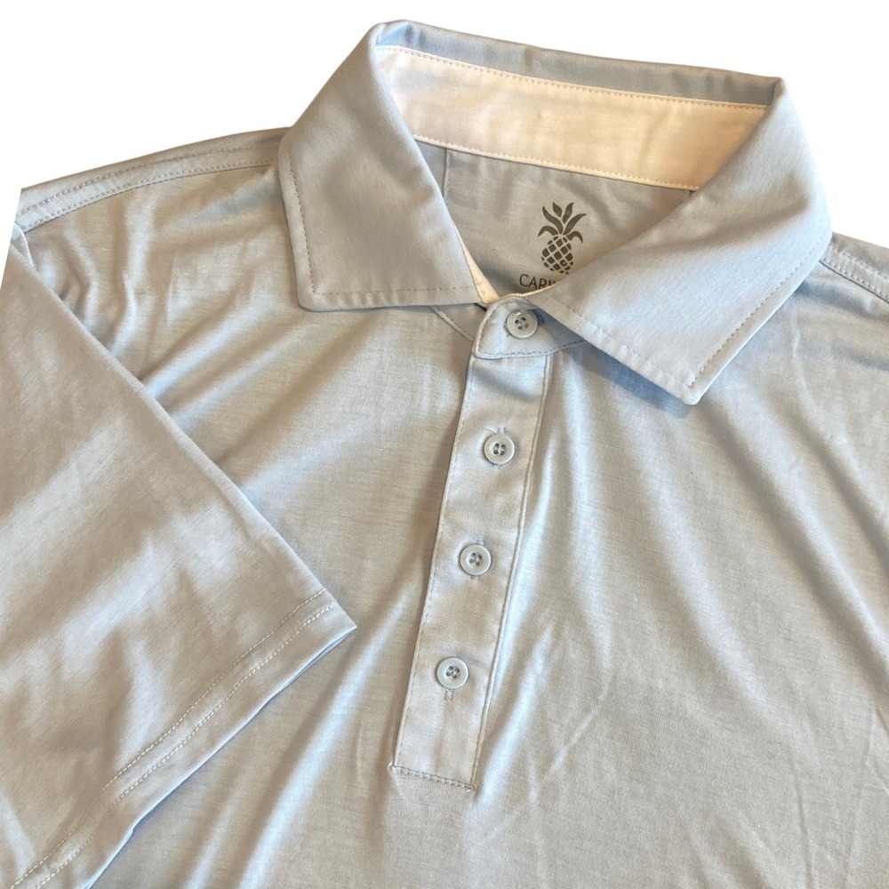 Cariloha Bamboo Comfort Polo Mens Medium Light Blue Short Sleeve Golf Shirt NWOT